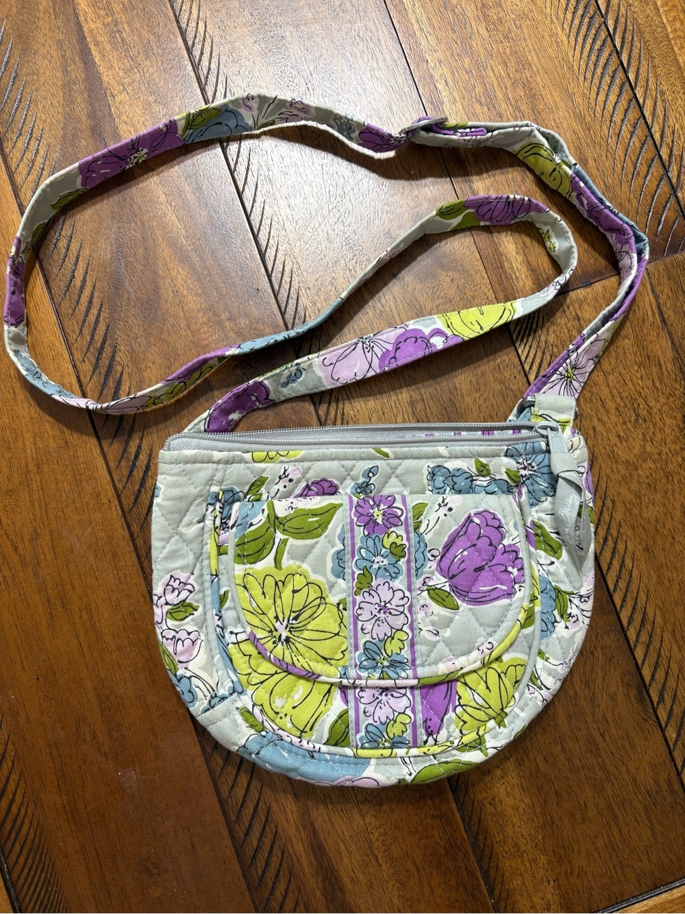 Vera Bradley Quilted Floral Crossbody in Purple, Green & Cream